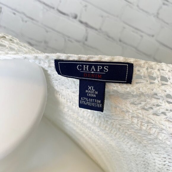 CHAPS DENIM WHITE OPEN WEAVE SUMMER SWEATER - XL! - Picture 5 of 5